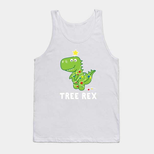 Funny Christmas Dinosaur Tree Rex Tank Top by teemaniac